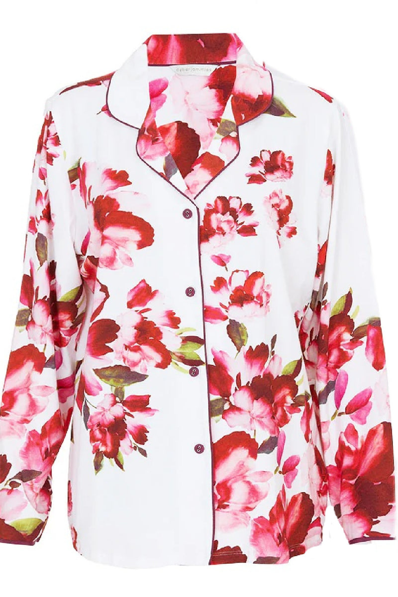 Cyberjammies Isabella PJ Top, Oxblood Mix Floral (5116)