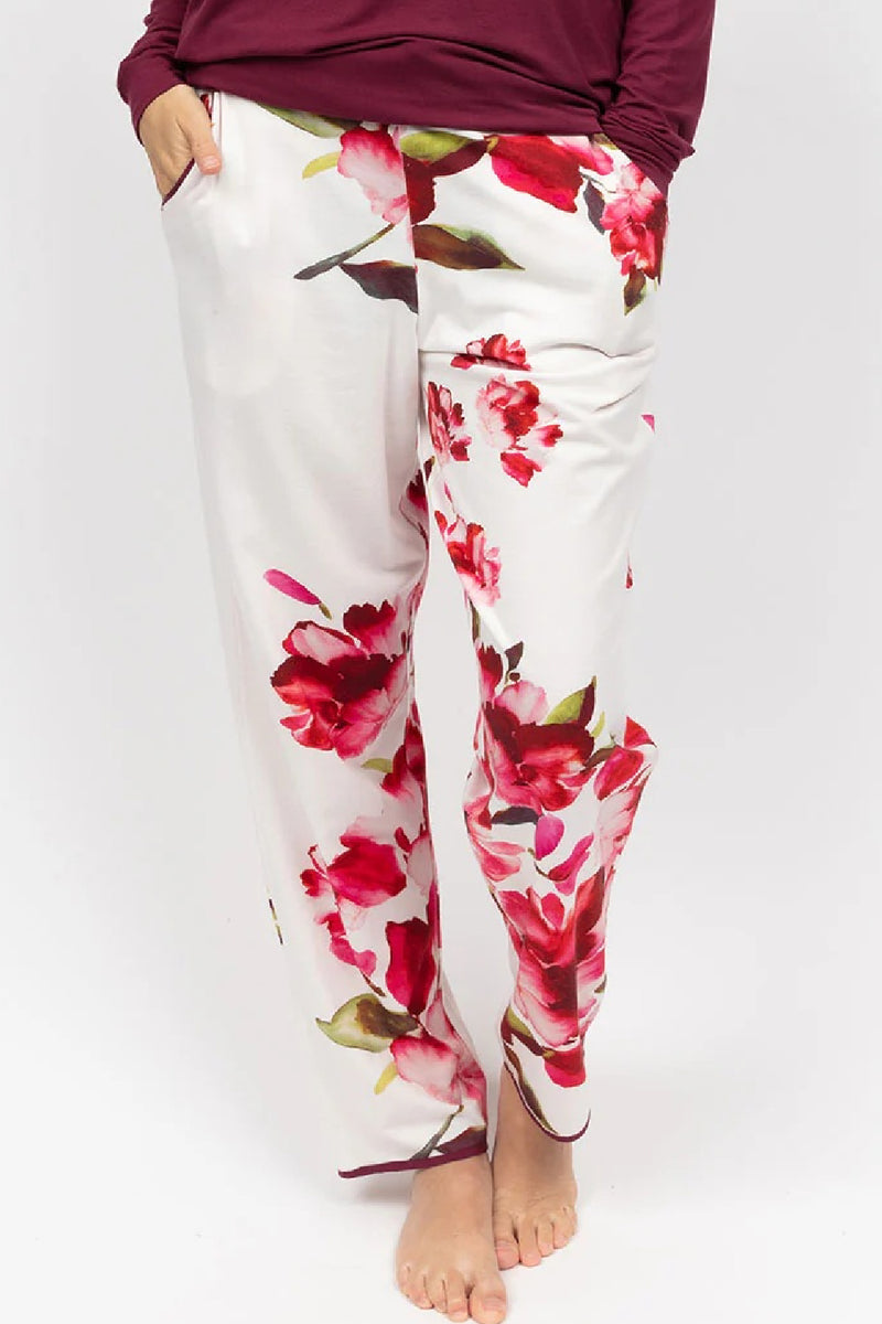 Cyberjammies Isabella PJ Pant, Oxblood Mix Floral (5117)