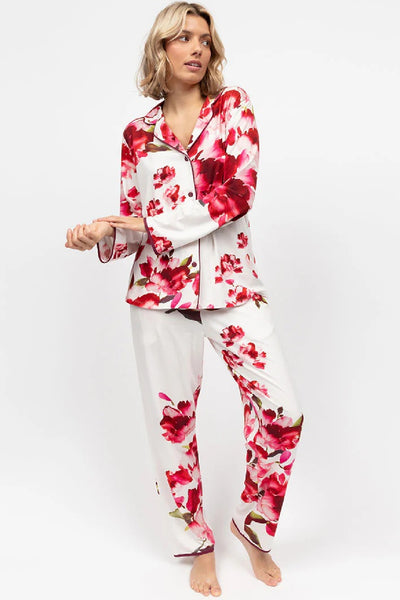 Cyberjammies Isabella PJ Top, Oxblood Mix Floral (5116)