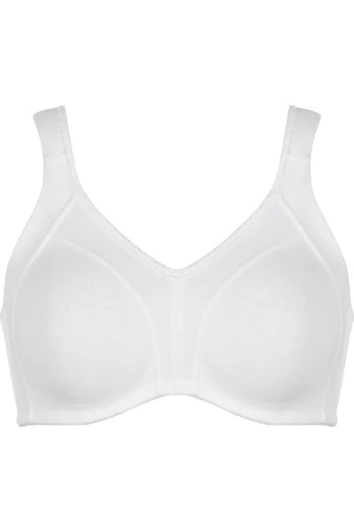 Naturana Heritage Minimizer and Side Smoother Wireless 90% Cotton Bra, White (5332)