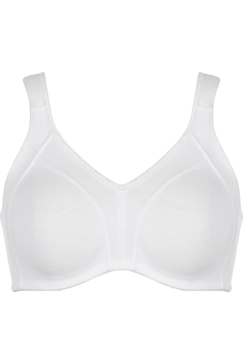 Naturana Heritage Minimizer and Side Smoother Wireless 90% Cotton Bra, White (5332)