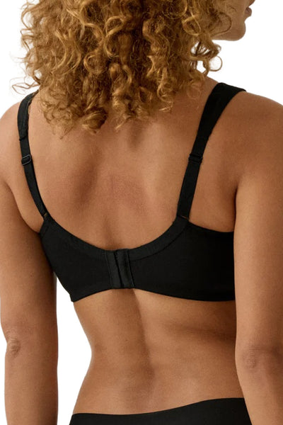 Naturana Heritage Minimizer and Side Smoother Wireless 90% Cotton Bra, Black (5332)
