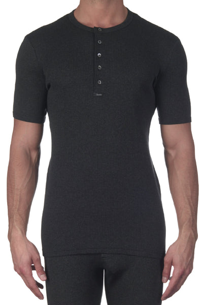 Oscalito Men's T-Shirt Button Opening in Termotex®, Ebony (5558)