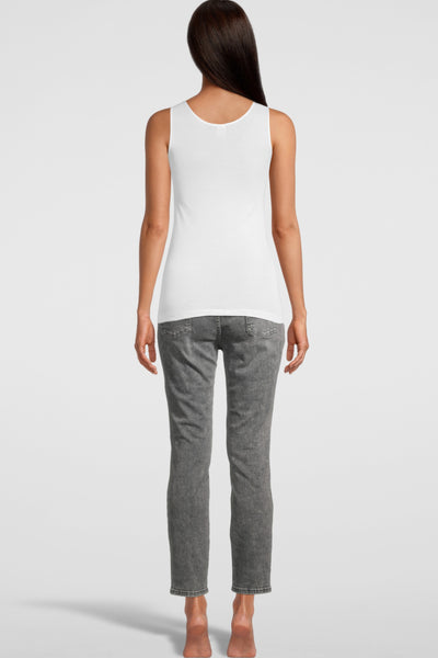 Oscalito Mercerized Cotton (Filoscozia®) Tank Top with Satin Edging, White (562)