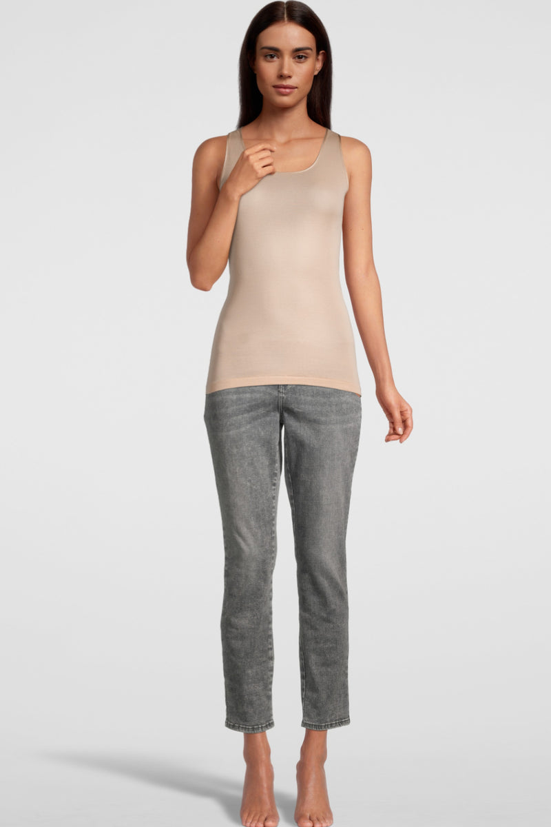 Oscalito Mercerized Cotton (Filoscozia®) Tank Top with Satin Edging, cosmetic (562)