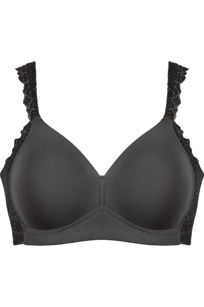 Naturana Wireless Bra with Side Smoother Effect and Lace, Black (5675)