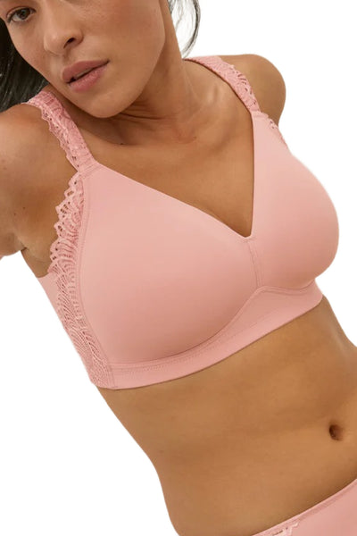 Naturana Wireless Bra with Side Smoother Effect and Lace, Pink Rose (5675)