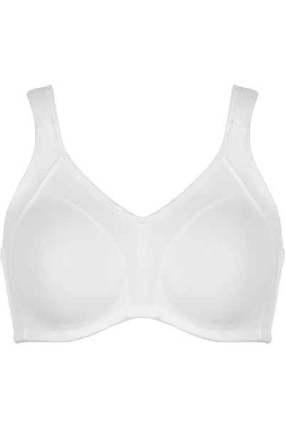Naturana Heritage Minimizer and Side Smoother Wireless 90% Cotton Bra, White (5332)
