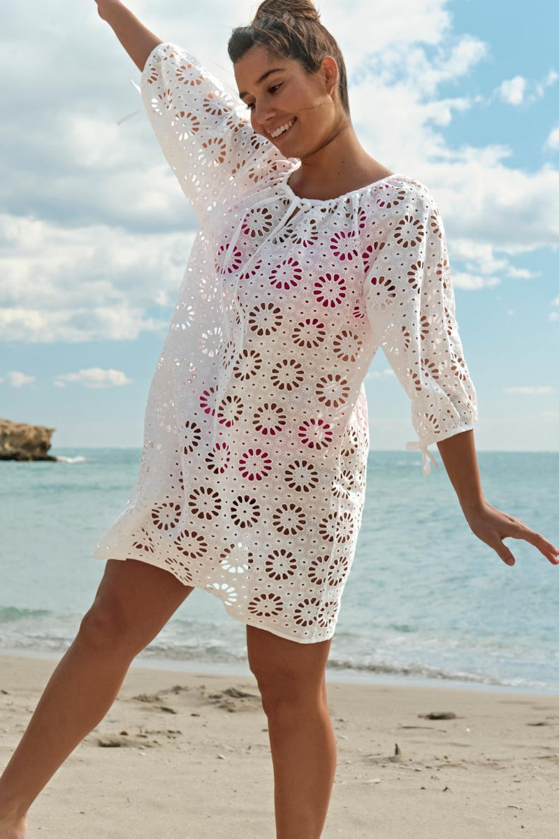 Panache Swim Daisy Short Beach Dress, White (SW2005)