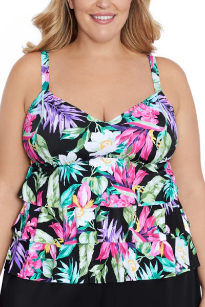 Shape Solver Plus size Mystic Tropic Triple Tier Tankini (60201013X)