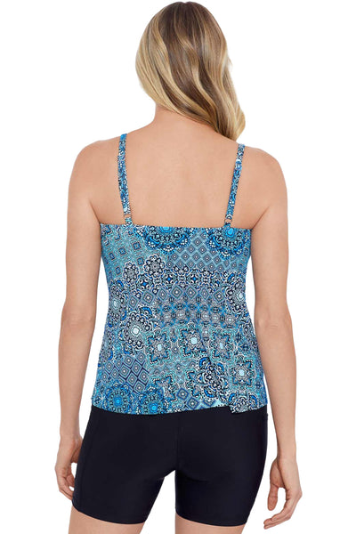 Shape Solver Side Ring Tankini Top, Black in Tile (60201624)