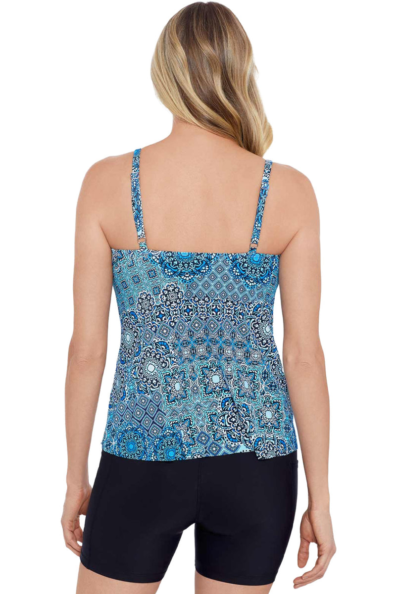 Shape Solver Side Ring Tankini Top, Black in Tile (60201624)