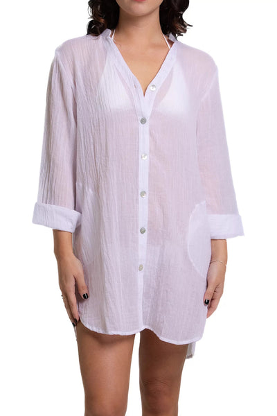 J. Valdi Breeze Big Shirt Cover-Up, White (60596JV)