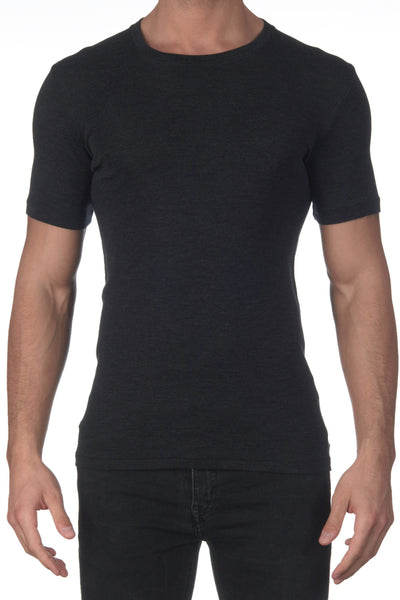 Oscalito Men's Roundneck T-shirt in Wool & Silk, Grey (624)