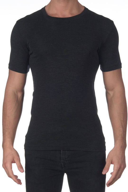 Oscalito Men's Roundneck T-shirt in Wool & Silk, Grey (624)