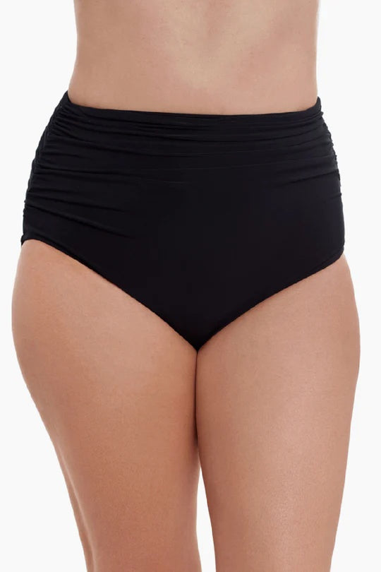 Trimshaper High Waist Shirred Brief Swim Bottom, Black (6550939)