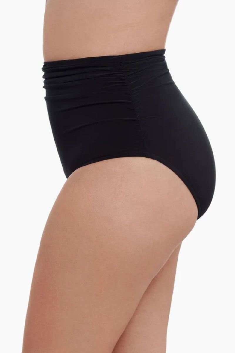 Trimshaper High Waist Shirred Brief Swim Bottom, Black (6550939)