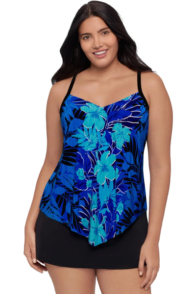 Trimshaper Tropic Zone Hank Tankini, Blue Multi (6550944)