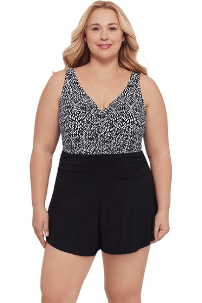Trimshaper Plus Balinese Block Rebecca Romper, Black/white (6550948W)
