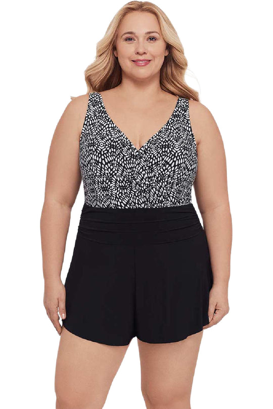Trimshaper Plus Balinese Block Rebecca Romper, Black/white (6550948W)