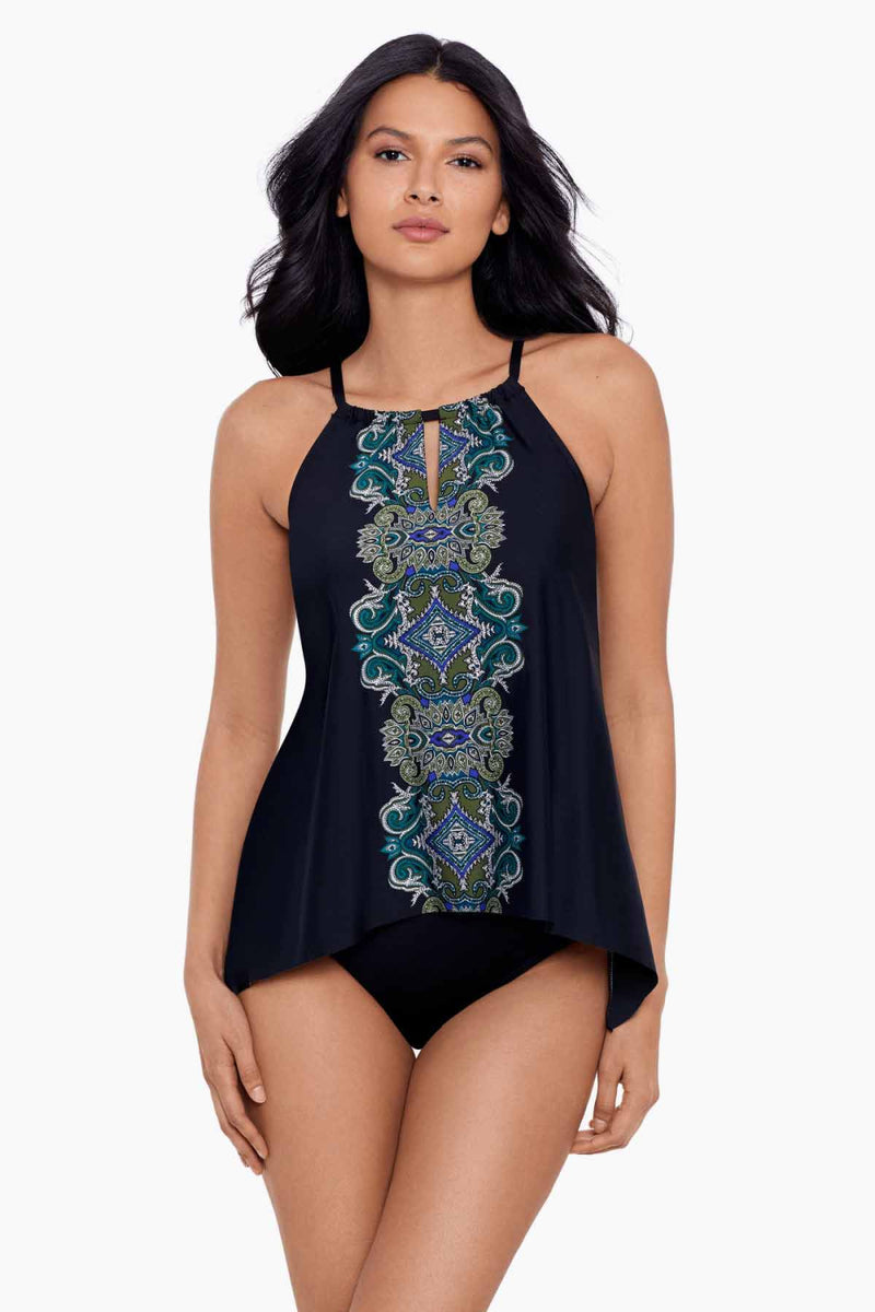 Miraclesuit DD Precioso Peephole Tankini Top, Black Multi (6561160DD)