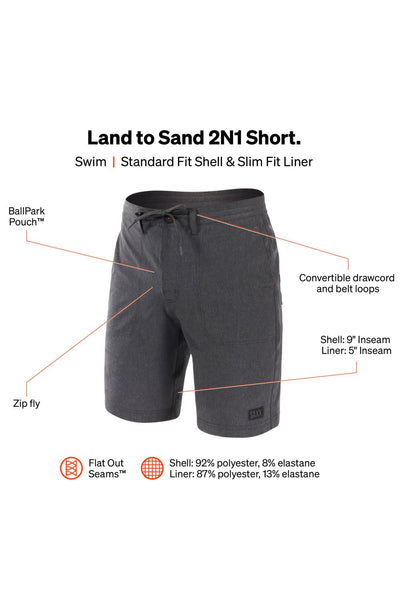 Saxx Land To Sand 2N1Hybrid 9" Swim Shorts SXSW79L-BSH