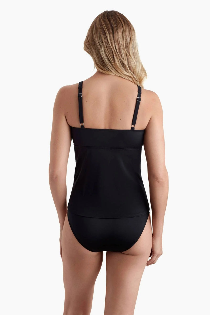 Shape Solver V-Wired Shirred Tankini, Black (7102703)