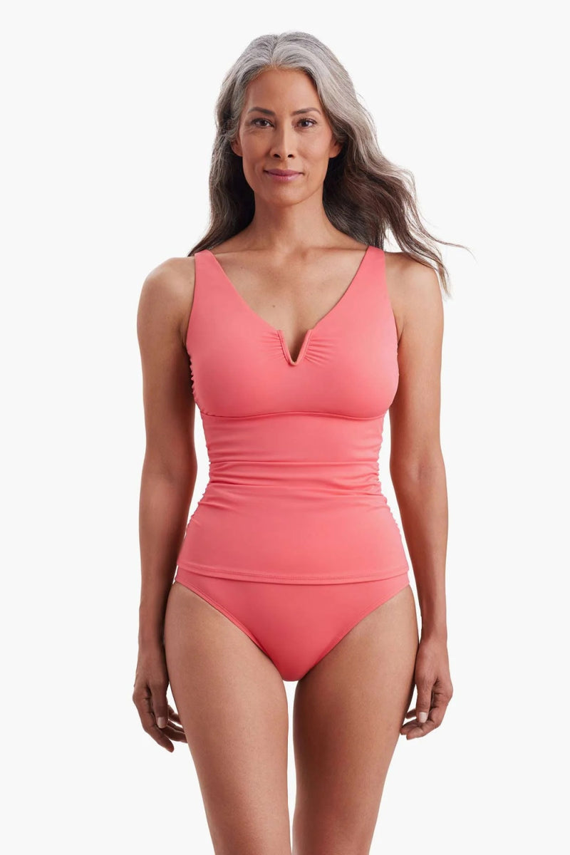 Shape Solver V-Wired Shirred Tankini, Coral (7102703)