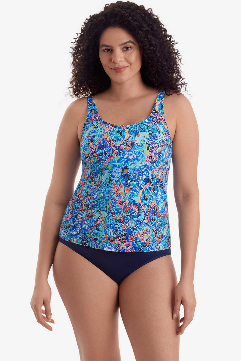 Shape Solver Mastectomy Bombay Tankini, Blue Multi (7102765M)