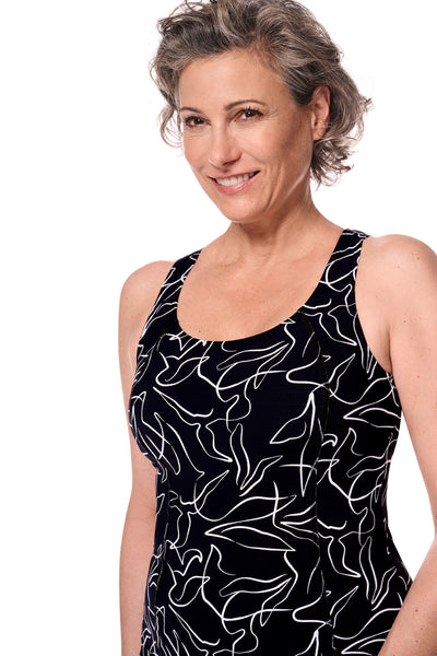Amoena Lagos Mastectomy Tankini, Black/White (71787)