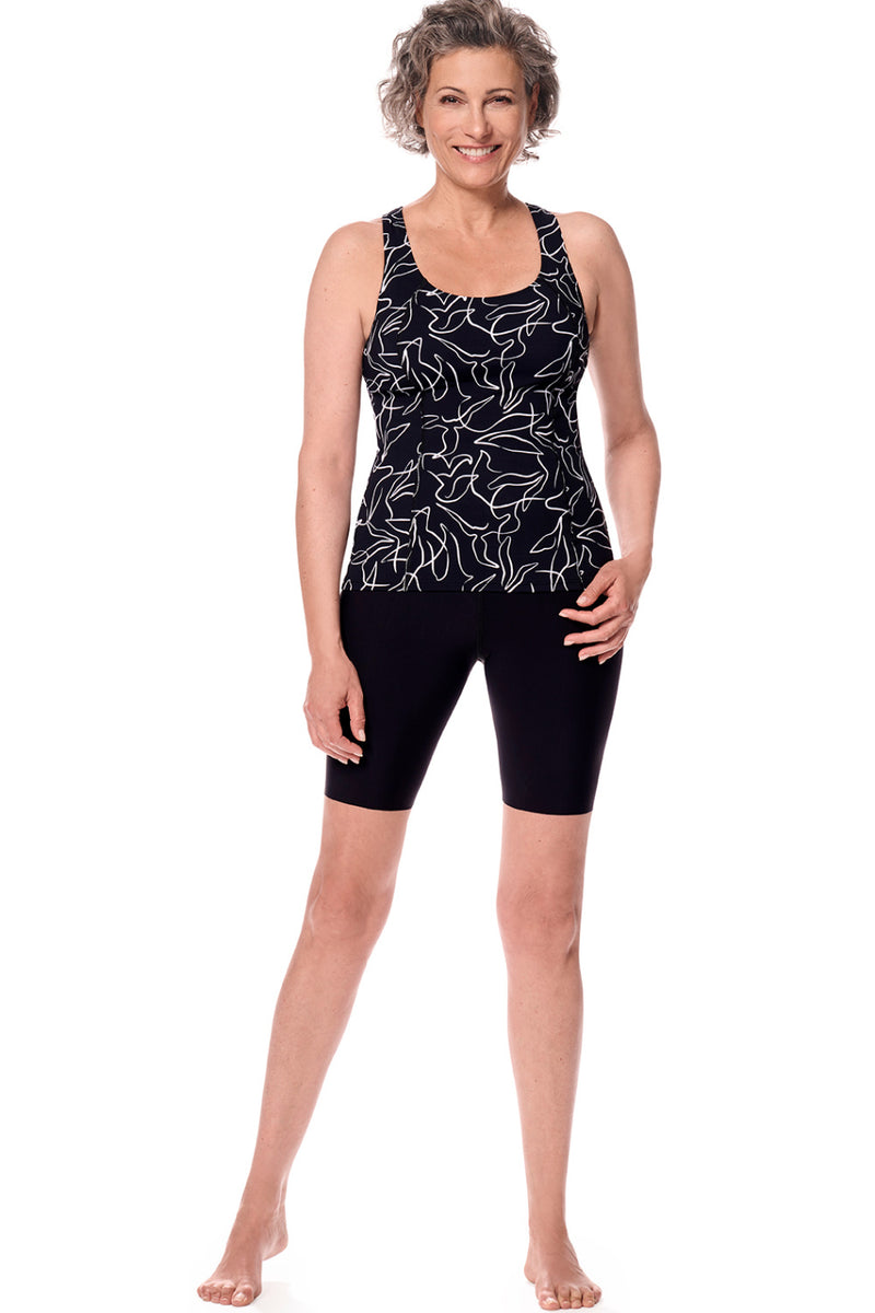 Amoena Lagos Mastectomy Tankini, Black/White (71787)