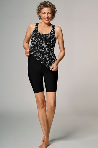 Amoena Lagos Mastectomy Tankini, Black/White (71787)