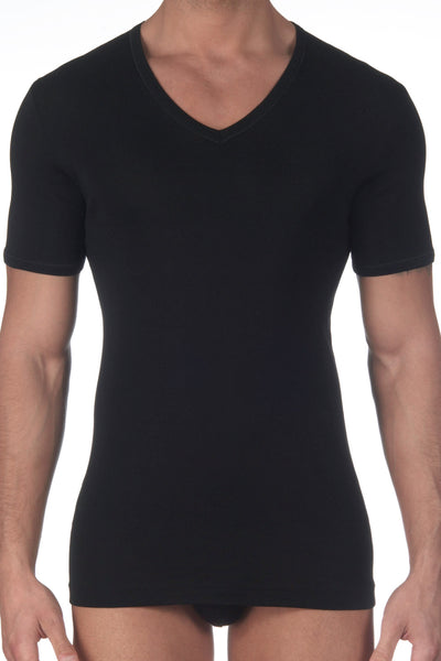 Oscalito Men's V-Neck Cotton T-Shirt, Black (742)