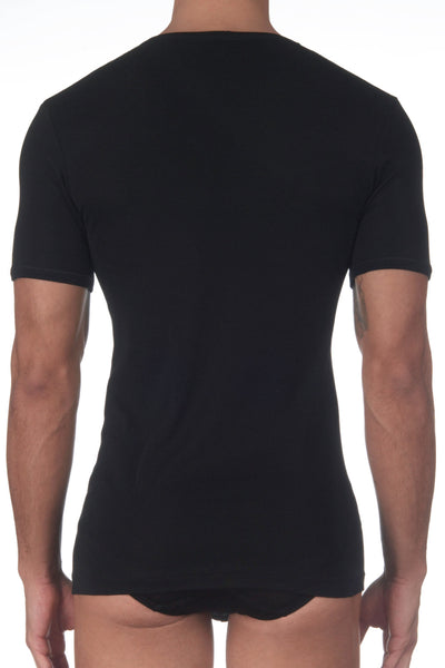 Oscalito Men's V-Neck Cotton T-Shirt, Black (742)
