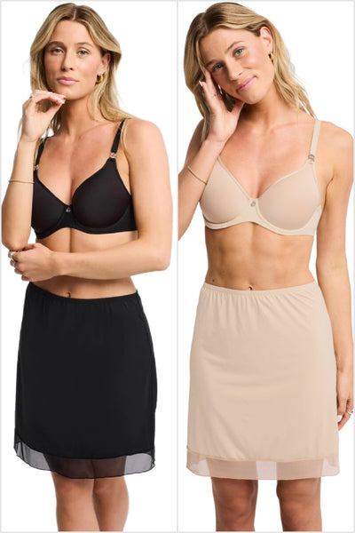 Montelle Intimates Soft Microfiber Half Slip, Black / Nude (9502)