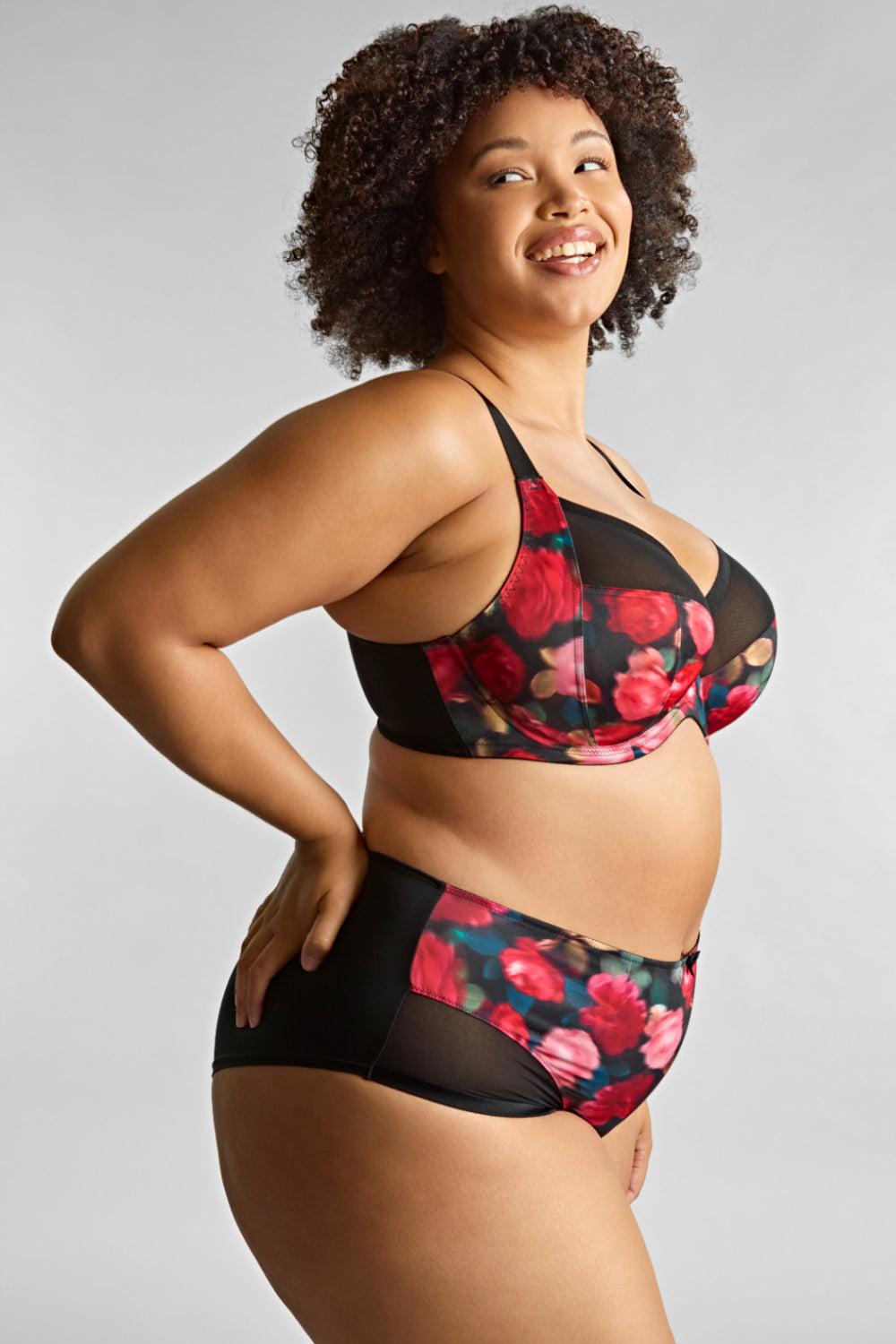 Culotte Shorty Floral Noir Sculptresse By Panache - Taille 44, Neuf Avec Étiquettes, Valeur 28€