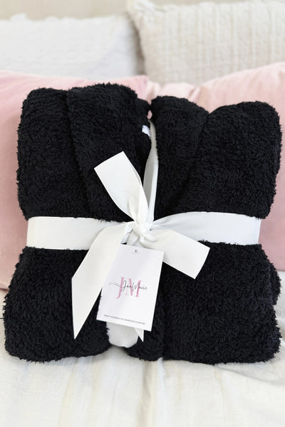 Cloud Nine Pajamas Cozy Plush Spa & Lounge Robe, Black (JM502)