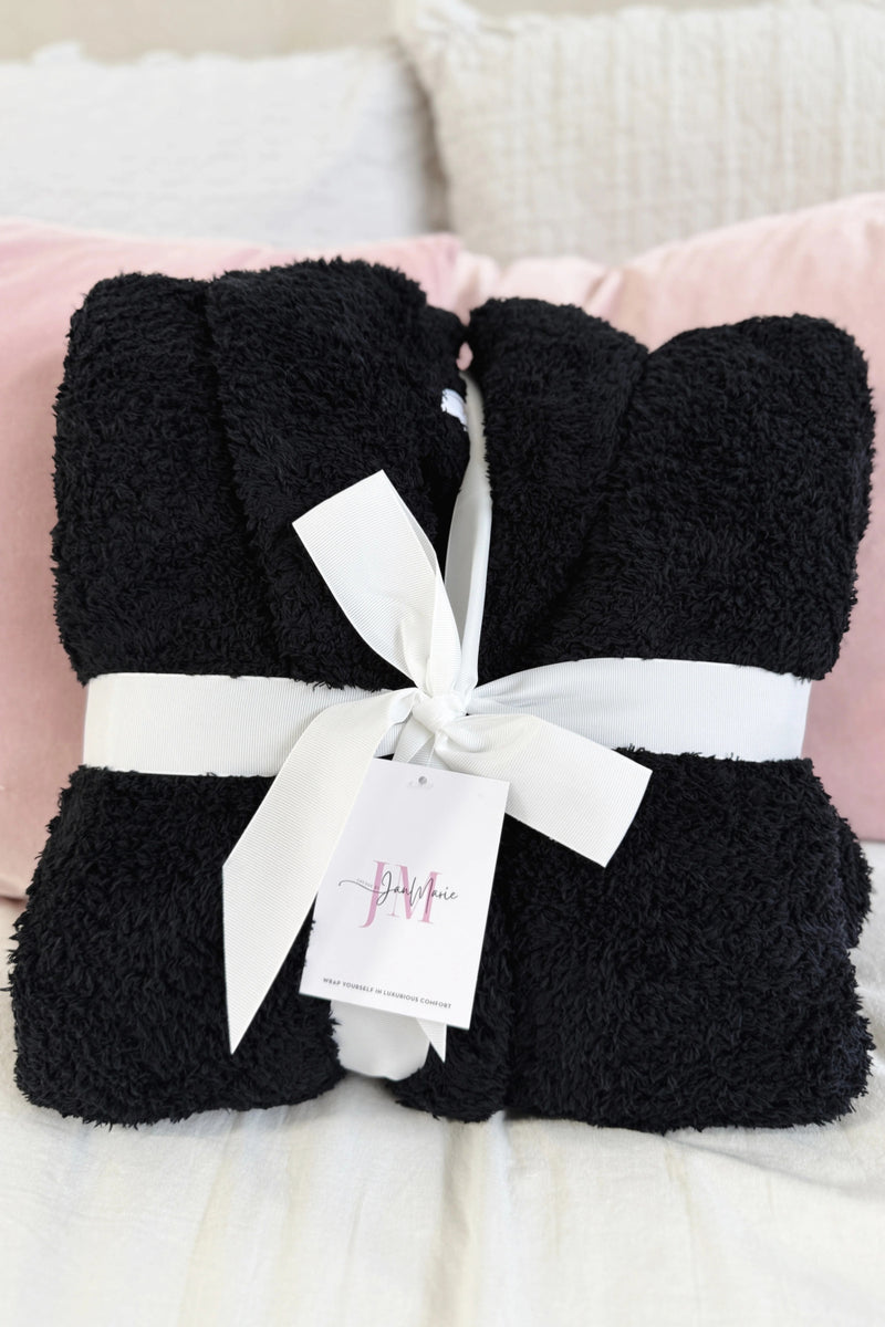 Cloud Nine Pajamas Cozy Plush Spa & Lounge Robe, Black (JM502)