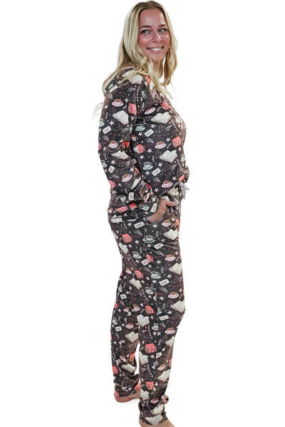 Cloud Nine Pajamas Velvety Velour Long Sleeves Lounge Set, Bookclub Café (MN600VVT/J)