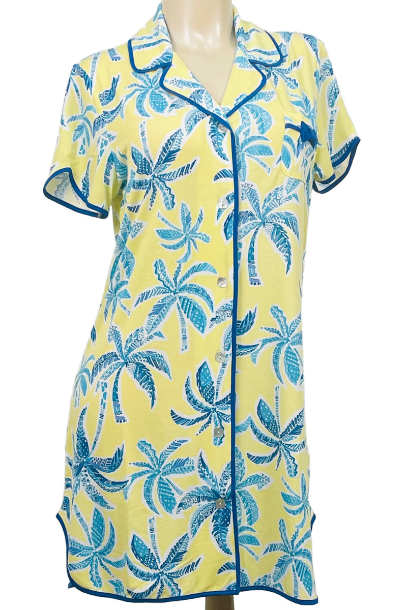 Cool Girl Mai Tai Short Sleeve Sleepshirt, Palm Print (C325205)
