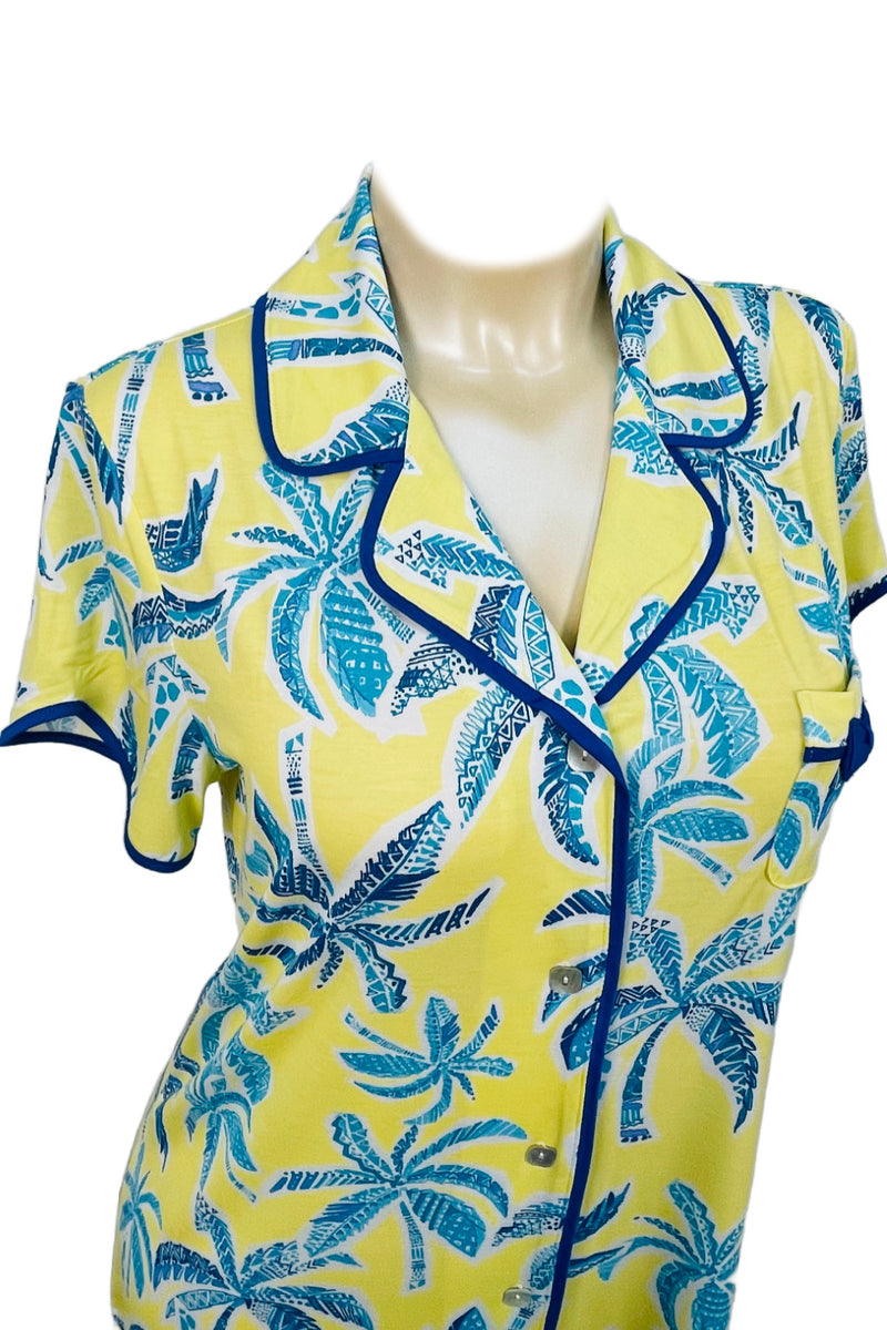 Cool Girl Mai Tai Short Sleeve Sleepshirt, Palm Print (C325205)