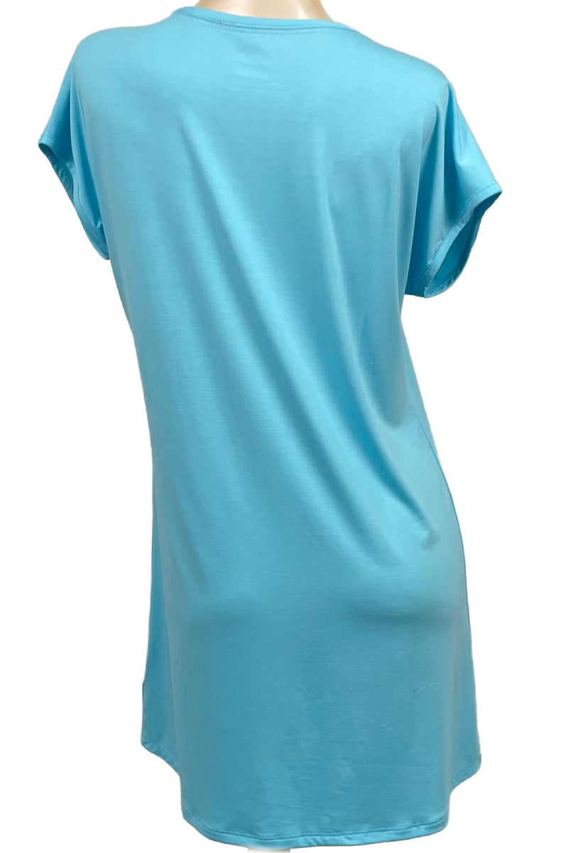 Cool Girl Comfy Cabana Sleepshirt, Aqua (C325211)
