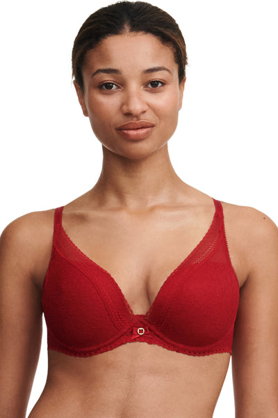 Chantelle Festivité Lace Plunge Bra, Scarlet (C3682)