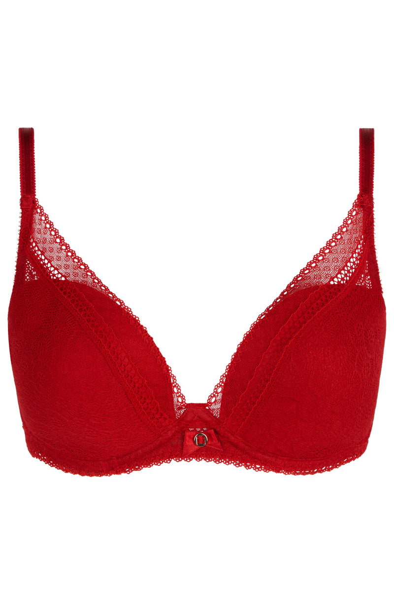 Chantelle Festivité Lace Plunge Bra, Scarlet (C3682)