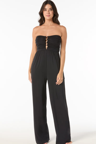 Carmen Marc Valvo Strapless Jumpsuit, Black (C89112)