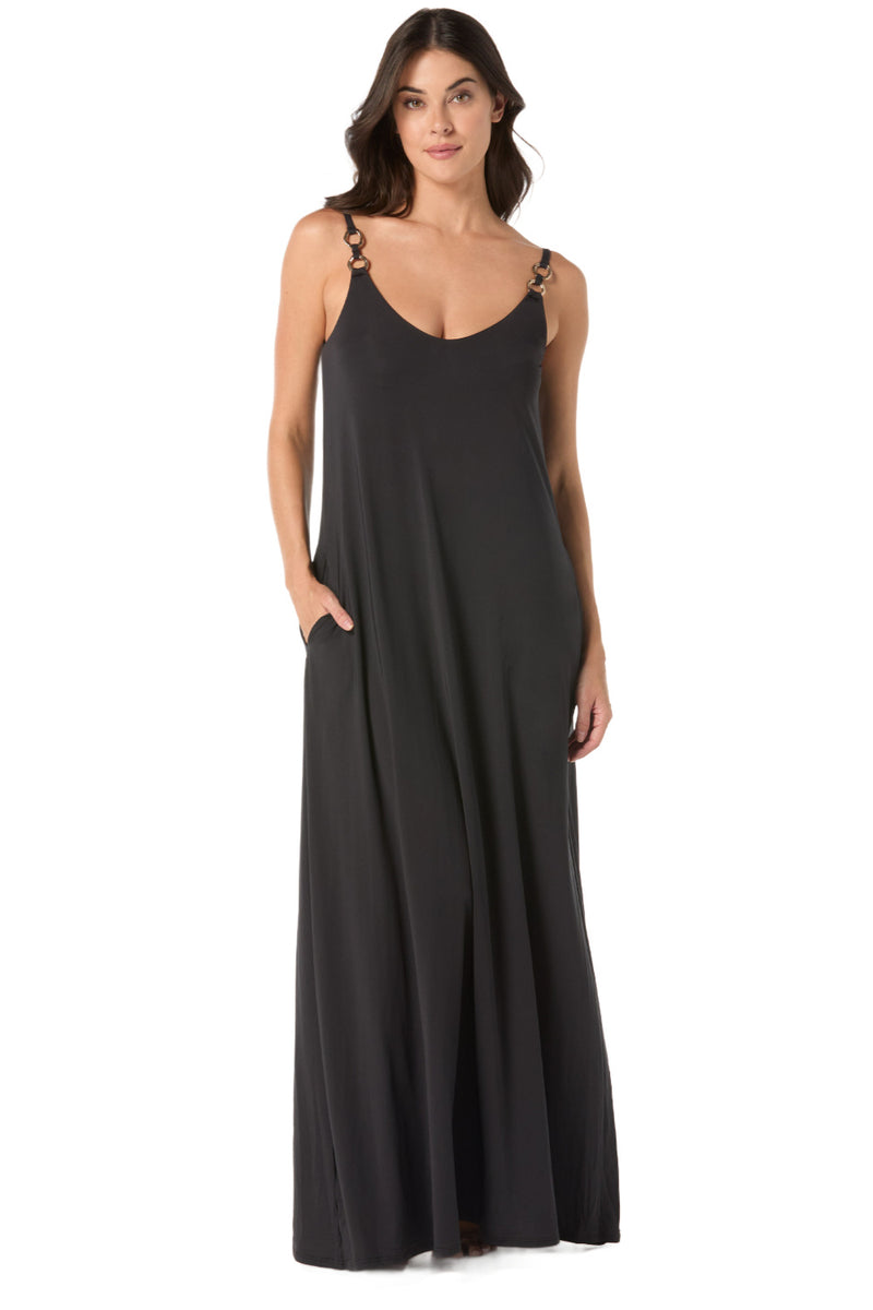 princess polly baby blue dress Carmen Marc Valvo Petite Black Satin Halter Gown in United States main image 1