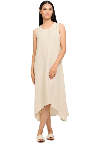 Pistache Linen Maxi Dress, Sand (D-10590-A)
