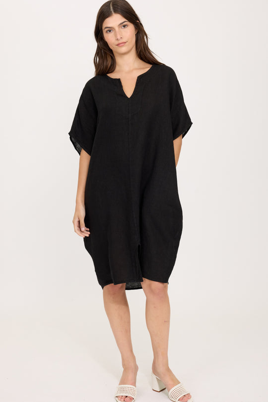 Pistache Linen Soho Dress, Black (E25046)