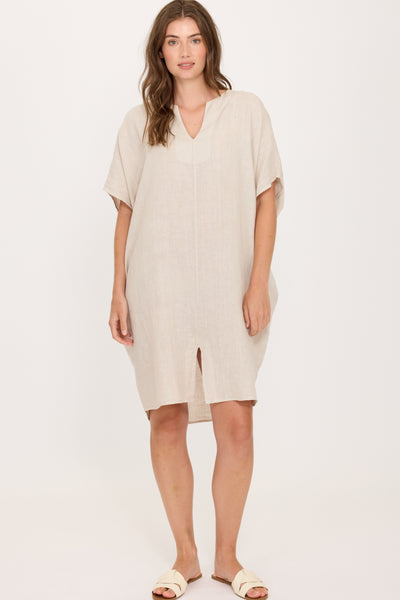 Pistache Linen Soho Dress, Summer Beige (E25046)