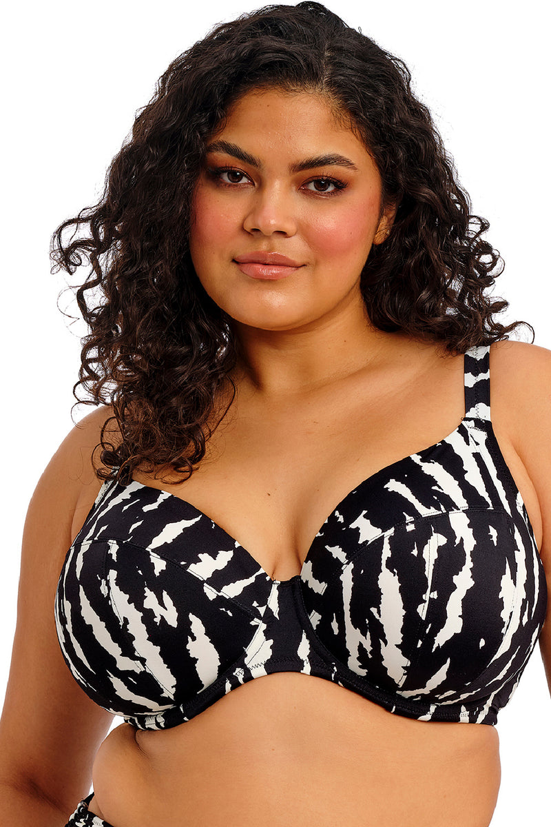 Elomi Echo Shell Swim Plunge Bikini, Black/White (ES802802)